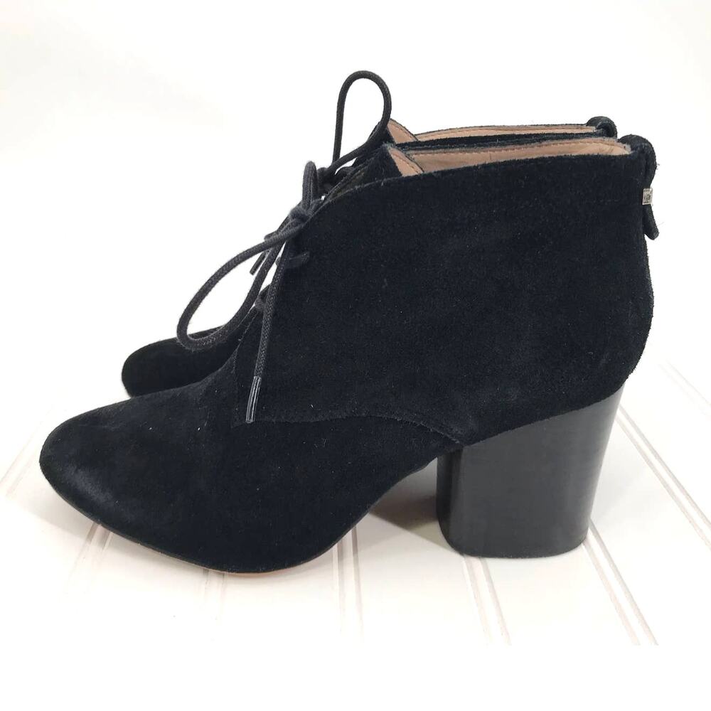 French Connection Dinah Black Suede Lace Up Ankle Boots Womens 7.5
